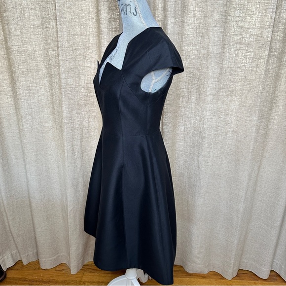 Halston Heritage Black Cotton + Silk Cocktail Dress, Size 4 - Picture 8 of 13